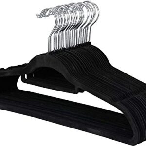 Oteymart 100 Pack Velvet Non-Slip Hangers Clothes Organizers Storage Holder, for Pants Hangers Skirt with Swivel Hook, Black