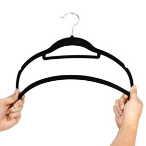 Oteymart 100 Pack Velvet Non-Slip Hangers Clothes Organizers Storage Holder, for Pants Hangers Skirt with Swivel Hook, Black