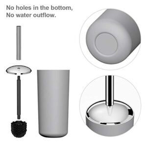 Yasolote 6 Pcs Plastic Bathroom Accessory Set,Bath Toilet Brush Accessories Set with Toothbrush Holder,Toothbrush Cup,Soap Dispenser,Soap Dish,Toilet Brush Holder,Trash Can,Tumbler Straw Gift (Grey)