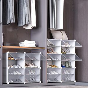 UNZIPE Shoe Rack Storage Cabinet 40 Pairs Plastic Freestanding Shoe Organizer Plastic Cube Storage Shelves for Closet Entryway Hallway Bedroom or Garage, White