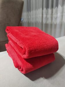 georgiabags set of 2 deluxe premium terry velour fingertip hand towels, 100% cotton, 11"x18", hemmed ends, sport towel terry, high absorbent (red, 2)