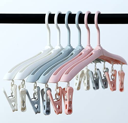 WOIWO 8 PCS Portable Folding Clothes Hanger Creative Travel Easy to Carry Clothes Hanger for Adults and Children