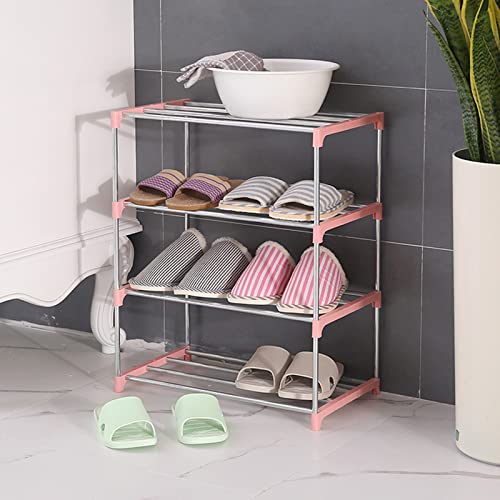 Daofako 3 Tiers Small Shoe Rack .Stackable Shoe Shelf Storage Organizer for Entryway Hallway Closet Bathroom Living Room (Black)