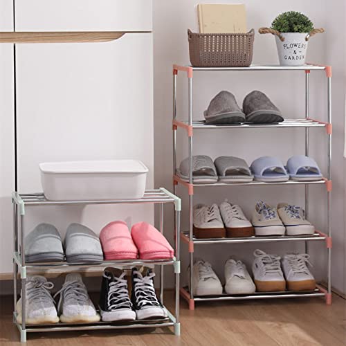 Daofako 3 Tiers Small Shoe Rack .Stackable Shoe Shelf Storage Organizer for Entryway Hallway Closet Bathroom Living Room (Black)