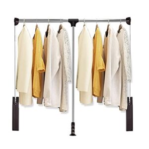 large closet lifting rack drying rack/drop-down rail, adjustable pull-down wardrobe rod, suitable for wardrobe width 1100-1600mm, bearing 30kg (size : 1150-1500mm)