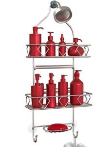 vdomus 3 tier hanging shower caddy bathroom shower organizer shower rack with soap holder- 11.6” x 5” x 24.2”, mesh bathroom shower head organizer shelf for shampoo and soap, upgraded 2nd edition