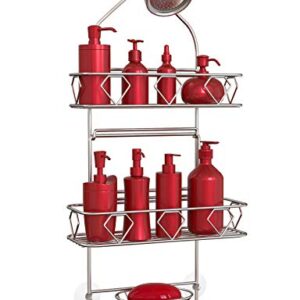 Vdomus 3 Tier Hanging Shower Caddy Bathroom Shower Organizer Shower Rack With Soap Holder- 11.6” x 5” x 24.2”, Mesh Bathroom Shower Head Organizer Shelf for Shampoo and Soap, Upgraded 2nd Edition