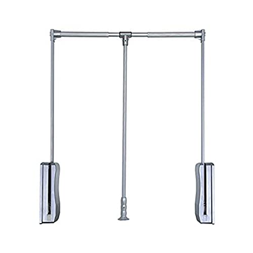 Aluminum Liftable Wardrobe Clothes Rail, Adjustable Width Hanger, Soft Reset, Space Saving, Silver, Bearing 30kg (Size : 450-600mm)