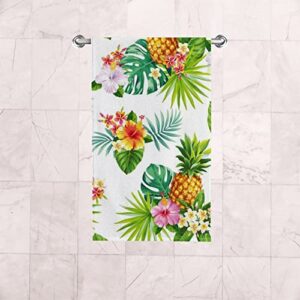 Vantaso Bath Hand Kitchen Towels Tropical Palm Flowers Face Towel Pineapples Washcloth Set of 2 Soft Quick Dry Super Absorbent Bathroom