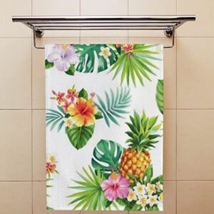 Vantaso Bath Hand Kitchen Towels Tropical Palm Flowers Face Towel Pineapples Washcloth Set of 2 Soft Quick Dry Super Absorbent Bathroom