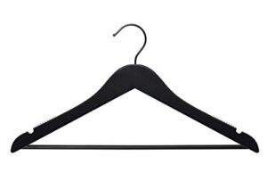 nahanco 20217wbbhhu wooden suit hangers - line - 17" low gloss black with black hook (pack of 25)
