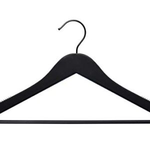 NAHANCO 20217WBBHHU Wooden Suit Hangers - Line - 17" Low Gloss Black with Black Hook (Pack of 25)