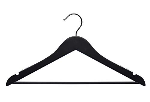 NAHANCO 20217WBBHHU Wooden Suit Hangers - Line - 17" Low Gloss Black with Black Hook (Pack of 25)