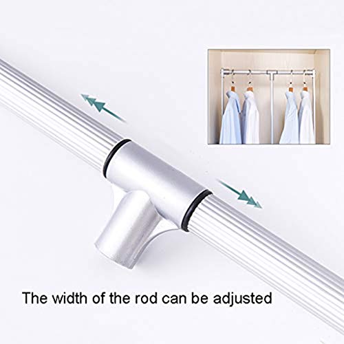 Drop-Down Wardrobe Hanging Slide Rail, Adjustable Large Telescopic Wardrobe Hanger, Saving Space, Soft Reset, Silver, 30KG Load (Size : 890-1210mm)