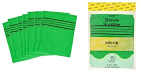 ifunid korean exfoliating washcloths mitt for shower scrubber bathroom towel 100% viscose rayon scrub for bodyshower- 7pcs small towels mini green set