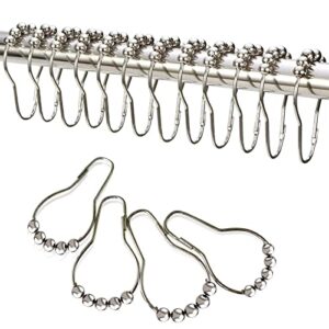 shower curtain rings, shower curtain hooks brushed nickel, 36 pcs metal ring for shower curtain rods