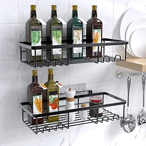 Amorettise 12 Pack Shower Caddy, Shower Shelves - 6 Pack Adhesive Bathroom Shower Shelf No Drilling with 6 Soap Holders, Stainless Shower Rack Bathroom Organizer for Storage Decor (Black)