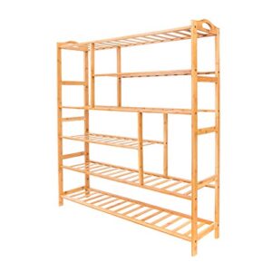 6-tier shoe rack for closet, stackable shoes rack organizer free standing shoe shelf for entryway and closet hallway, multifunctional bamboo rack in different combinations