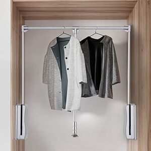 Closet Clothes Rail Drop-Down Wardrobe Hanging Rail, Adjustable Wall-Mounted Wardrobe Slide Rail Soft Reset, Saving Space, Bearing 30KG (Size : 600-830mm)