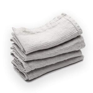 linenme linen wash cloths waffle silver, 12" x 12"