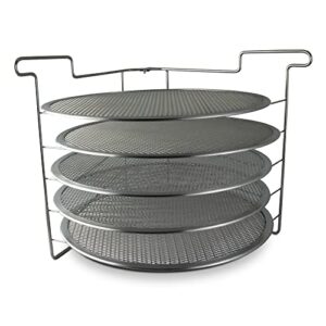 pinnacolo folding pizza rack with five 14 inch pizza screens - compact and convenient design for easy storage and baking multiple pizzas