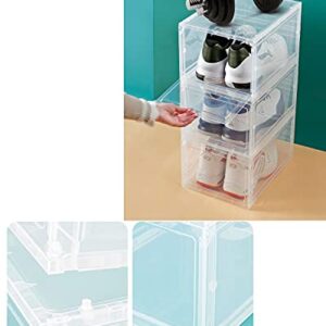 Stackable Shoe Boxes Pack of 4，Foldable Magnetic Clear Shoe Storage Box，Easy to Assemble