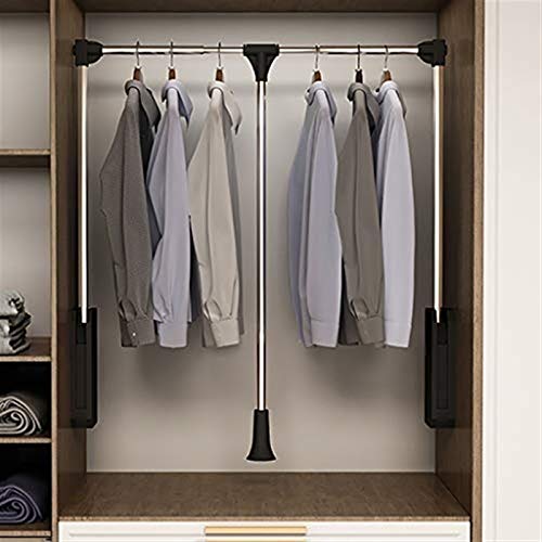 Drop-Down Wardrobe Lifting Rails, Adjustable Wardrobe Clothes Rail, Black Nickel-Plated Width Adjustable, Saving Space, Bearing 30KG (Size : 660-890mm)