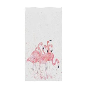 naanle stylish splashing pink flamingo print soft highly absorbent large decorative guest hand towels multipurpose for bathroom, hotel, gym and spa (16 x 30 inches)