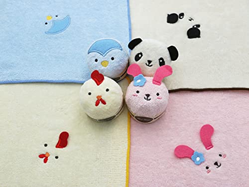 3D Colorful Towel 100% Cotton Cute Kids Washcloth Gift Set for Kids 8.7 x 9.5 inch (Chicken, Rabbit, Penguin, Panda)