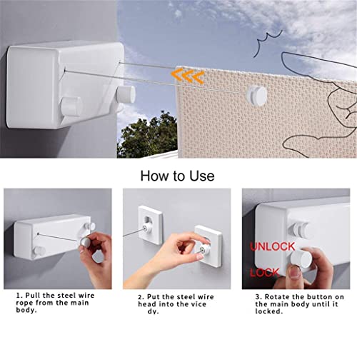 N/A Clothes Line Dryer Retractable Bathroom Accessories White Clothesline Rack Laundry Dryer Double Layer Stretch Tools