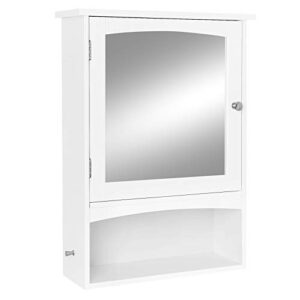 vasagle mirror cabinet, bathroom wall storage cabinet, medicine cabinet, wooden, white ubbc21wt