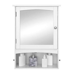VASAGLE Mirror Cabinet, Bathroom Wall Storage Cabinet, Medicine Cabinet, Wooden, White UBBC21WT