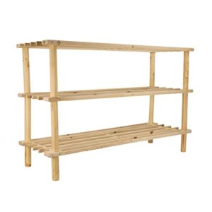 home basics 12 pair / 3 tier wooden shelves shoe rack