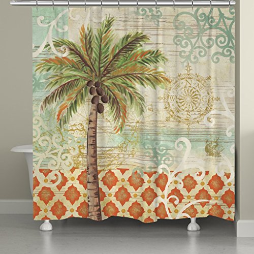 Laural Home Spice Palm Shower Curtain, Orange