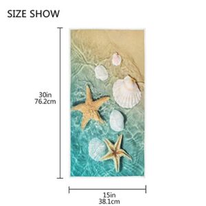 Wamika Beach Summer Hand Towels Seashells Starfishs Face Towel Ocean Sea Soft Thin Guest Towel Portable Kitchen Tea Towels Dish Washcloths Bath Decorations Housewarming Gifts 16 X 30 in