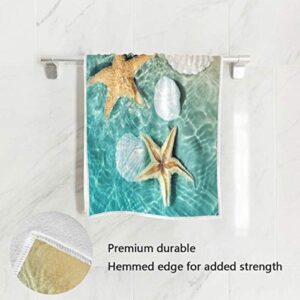 Wamika Beach Summer Hand Towels Seashells Starfishs Face Towel Ocean Sea Soft Thin Guest Towel Portable Kitchen Tea Towels Dish Washcloths Bath Decorations Housewarming Gifts 16 X 30 in