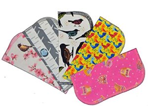 1 ply owls & birds fun flannel washable kids lunchbox napkins 8x8 inches 5 pack - little wipes (r) flannel