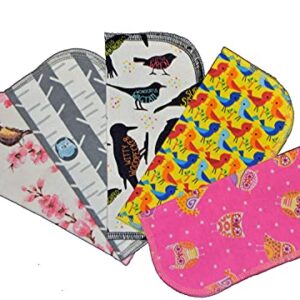 1 Ply Owls & Birds Fun Flannel Washable Kids Lunchbox Napkins 8x8 inches 5 Pack - Little Wipes (R) Flannel