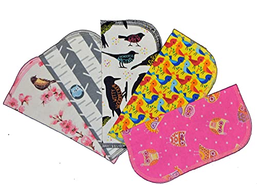 1 Ply Owls & Birds Fun Flannel Washable Kids Lunchbox Napkins 8x8 inches 5 Pack - Little Wipes (R) Flannel