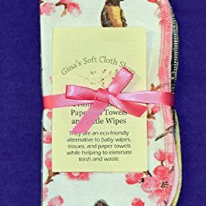 1 Ply Owls & Birds Fun Flannel Washable Kids Lunchbox Napkins 8x8 inches 5 Pack - Little Wipes (R) Flannel