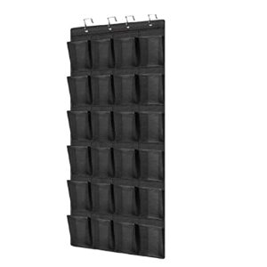 24 pocket otd shoes organizers hanging over the door shoes rack hanging closet storage bag with 24 large mesh pockets (black)