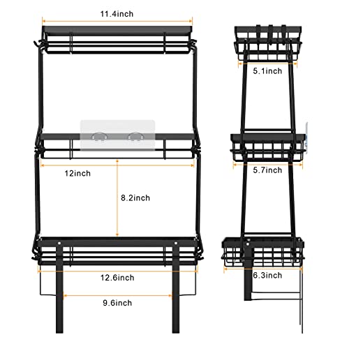 iSPECLE Over The Toilet Storage, 3 Tier Over Toilet Bathroom Organizer No Drilling Toilet Storage Easy to Install, Add Space for Small Bathroom, Black