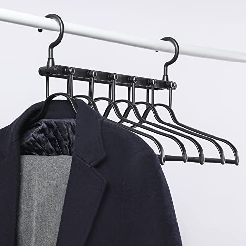 MOONIGHT TIME Coat Hangers Space Saving Clothes Hangers Heavy Duty,Closet Organizers Storage Hangers for Suit, Overcoat, Down Jacket, Pants, Shirt, Skirt, Shorts, Dress and Jeans, Black