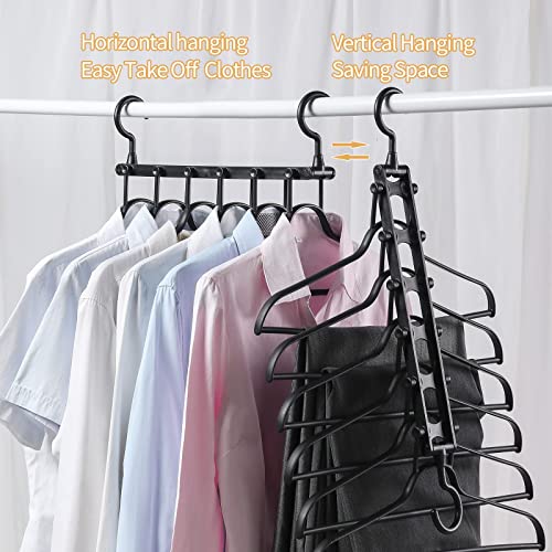 MOONIGHT TIME Coat Hangers Space Saving Clothes Hangers Heavy Duty,Closet Organizers Storage Hangers for Suit, Overcoat, Down Jacket, Pants, Shirt, Skirt, Shorts, Dress and Jeans, Black