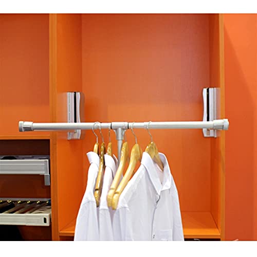 Drop-Down Wardrobe Hanging Rail, Aluminum Closet Storage Rack Drying Rack, Adjustable Closet Rod Wardrobe Lifter Storage Rack, Adjustable 510-1210mm, Load 30KG (Size : 510-660mm)