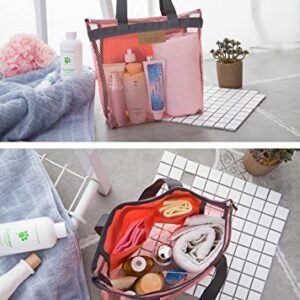 XZJMY 3 Pieces Mesh Shower Caddy Tote Bag,Portable Shower Tote,Mesh Shower Caddy Basket,10.6x11.8'' Quick Dry Shower Bag for Dorm College Gym Camping Bathroom