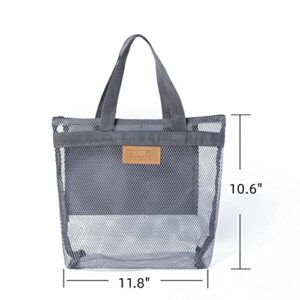 XZJMY 3 Pieces Mesh Shower Caddy Tote Bag,Portable Shower Tote,Mesh Shower Caddy Basket,10.6x11.8'' Quick Dry Shower Bag for Dorm College Gym Camping Bathroom