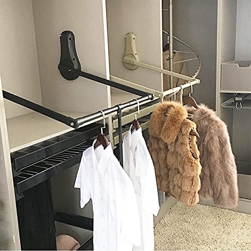 Pull-Down Wardrobe Hanger, Adjustable Closet Rod Wardrobe Lifter Storage Rack, Large Telescopic Hanger, Save Space, Can Bear 30KG (Size : 850-1150mm)