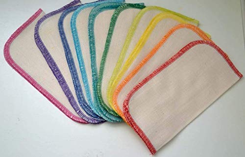 1 Ply Organic Birdseye Washable Baby Wipes 8x8 Inches Set of 20 Rainbow Assortment