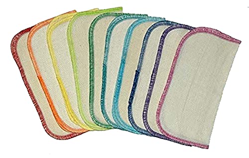 1 Ply Organic Birdseye Washable Baby Wipes 8x8 Inches Set of 20 Rainbow Assortment